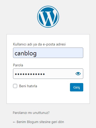 wordpress admin panel pålogging