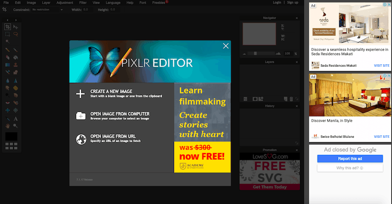 Pixlr editor online επεξεργασία φωτογραφιών